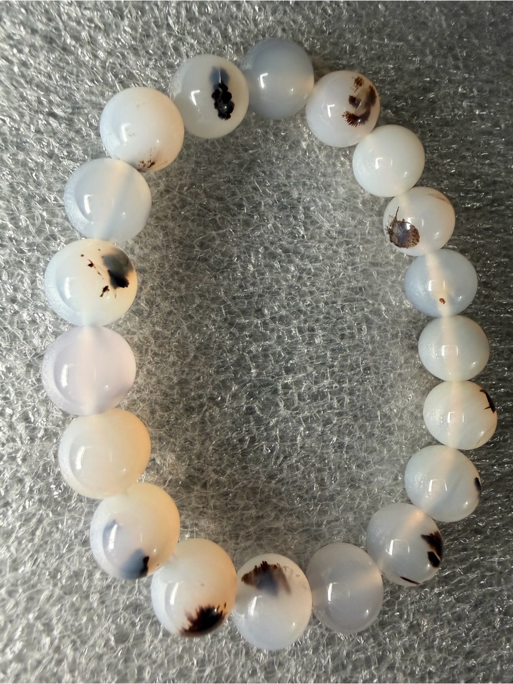 Beautiful 10MM Milky Dendritic Agate Natural Crystal Bracelet